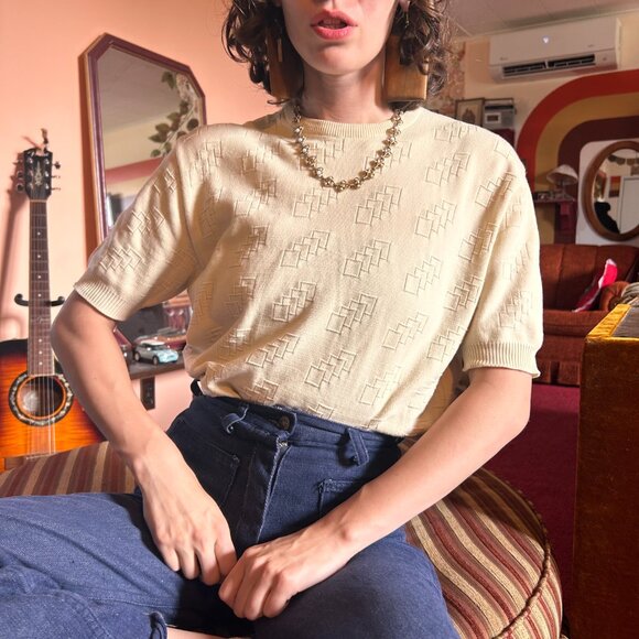 1960s knitted square short sleeved top from Ban Lon by Paris Star! - Picture 2 of 13